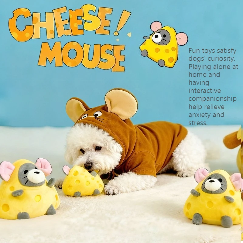 

3 In 1 Cute Animal Plush Dog Toys Banana Monkey Cheese Rat Carrot Rabbit Vocal Pet Play Toy For Puppy Cats Entertainment
