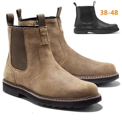 Botas Chelsea de cuero antideslizantes para hombre, botines de alta calidad, resistentes al desgaste, zapatos de otoño e invierno, talla grande 38-48, 2023