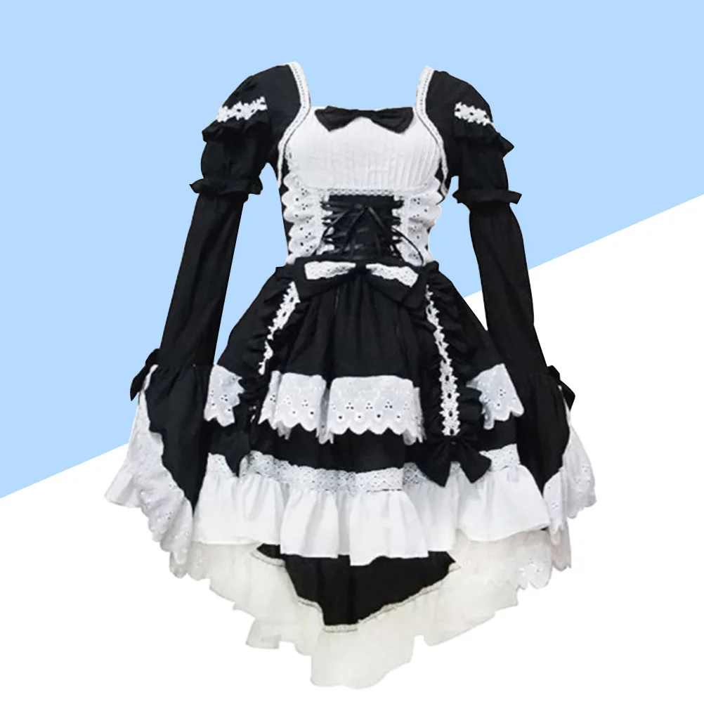 

Костюм горничной, черное кимоно для косплея, украшенное кружевом, удобный материал, легко надевается, идеальная вечеринка, фотосессия