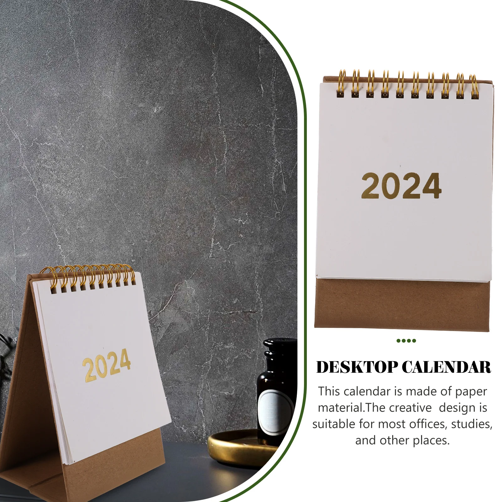 

Office Desk Decor Desktop Calendar Flip Standing Household Storage Decoration White Student