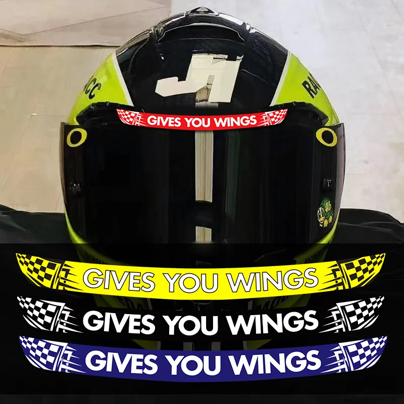 

1 шт. Водонепроницаемые наклейки в гоночном стиле «GIVES YOU WINGS» с многоцветным флагом в клетку для мотоциклетных шлемов и декора автомобилей