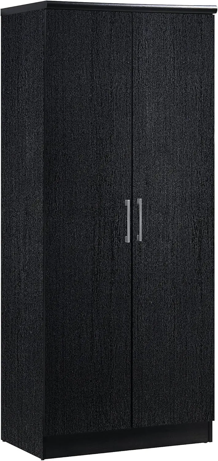 IMPORT 2 Door Wardrobe with Adjustable/Removable Shelves & Hanging Rod, Black