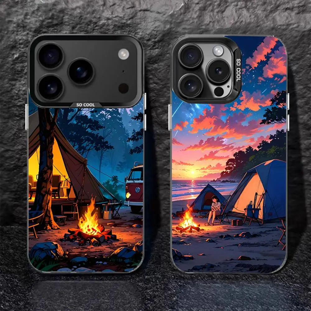 

Outdoor Campings Art For Black Candy Matte Cover iPhone 17,16,15,14,13,12,11,Pro,MAX,Plus