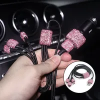 Car Charger 5V 2.1A Dual USB Port Fast Adapter Pink Car Decor Car Styling Diamond Car Accessories Interior for Woman
