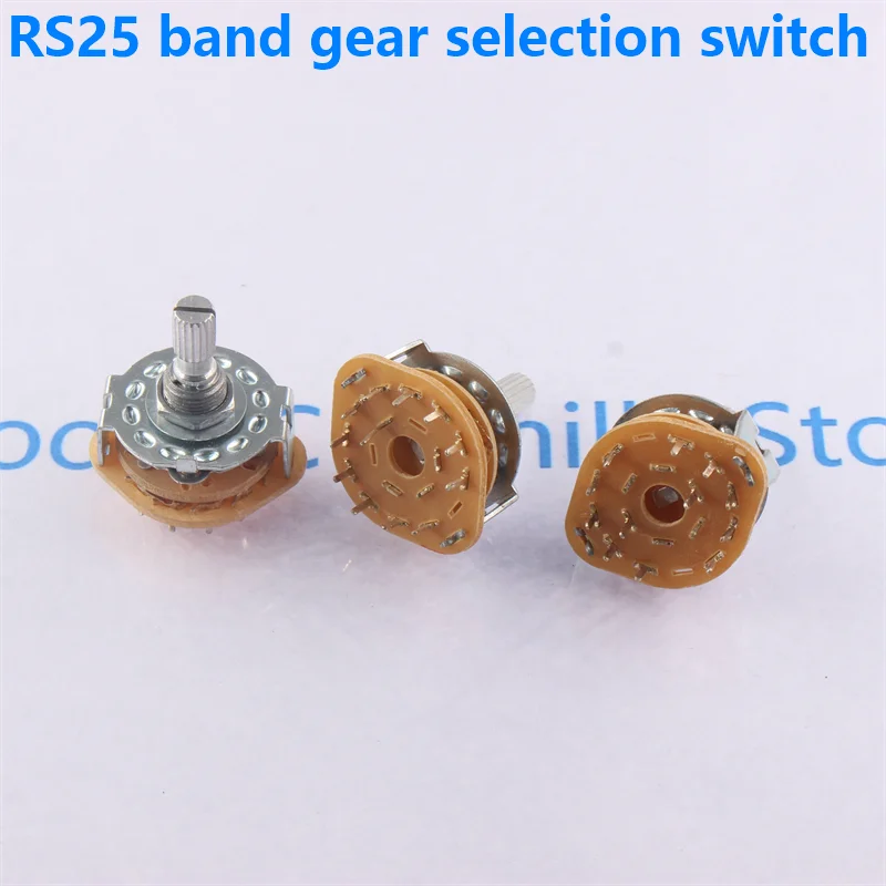 RS25 Shaft Panel Mount 1P11T 2P4T 2P5T 2P6T 3P3T 3P4T 4P3T Rotary Switch Selector Band 1 Pole 11 Position Knob Switches