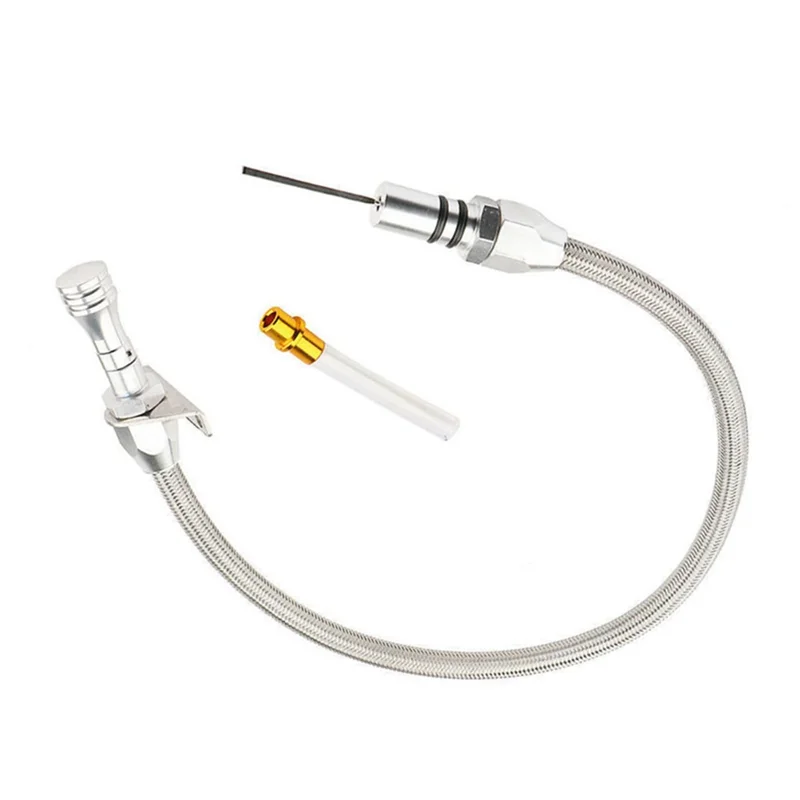 AB56-Firewall Mount Transmission Dipstick Stainless Steel Tube For GM 4L80e 4L60e SBC BBC Th350 Th400 Turbo 700R4