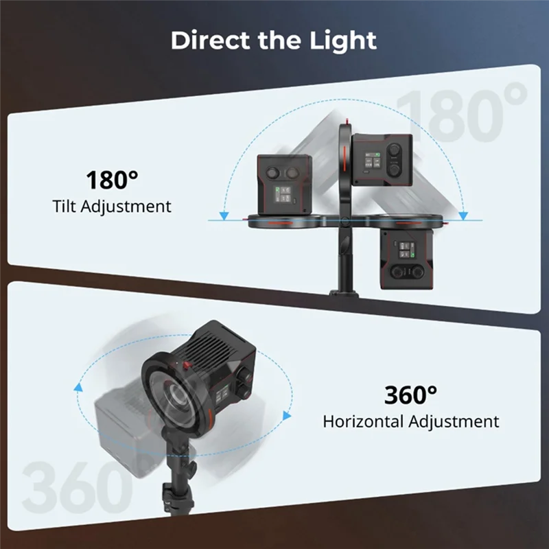 RC 60B 360용 ABKI-Bowens 마운트 어댑터 라이트 스탠드 어댑터 °   가로 및 180 °   수직 조정