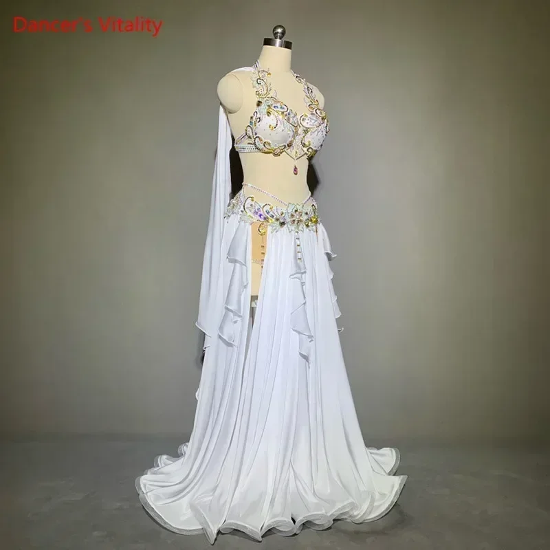 Belly Dance Suit Full Diamond Bra Split Skirt Performance Clothes Profession Custom Adult Child High-end Competition Clothing