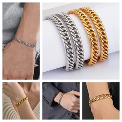 Men's & Women's Fashion Cuban Chain Bracelet Silver Gold Plated Vintage Bracelets Stainless Steel Jewelry Party Wedding Gift