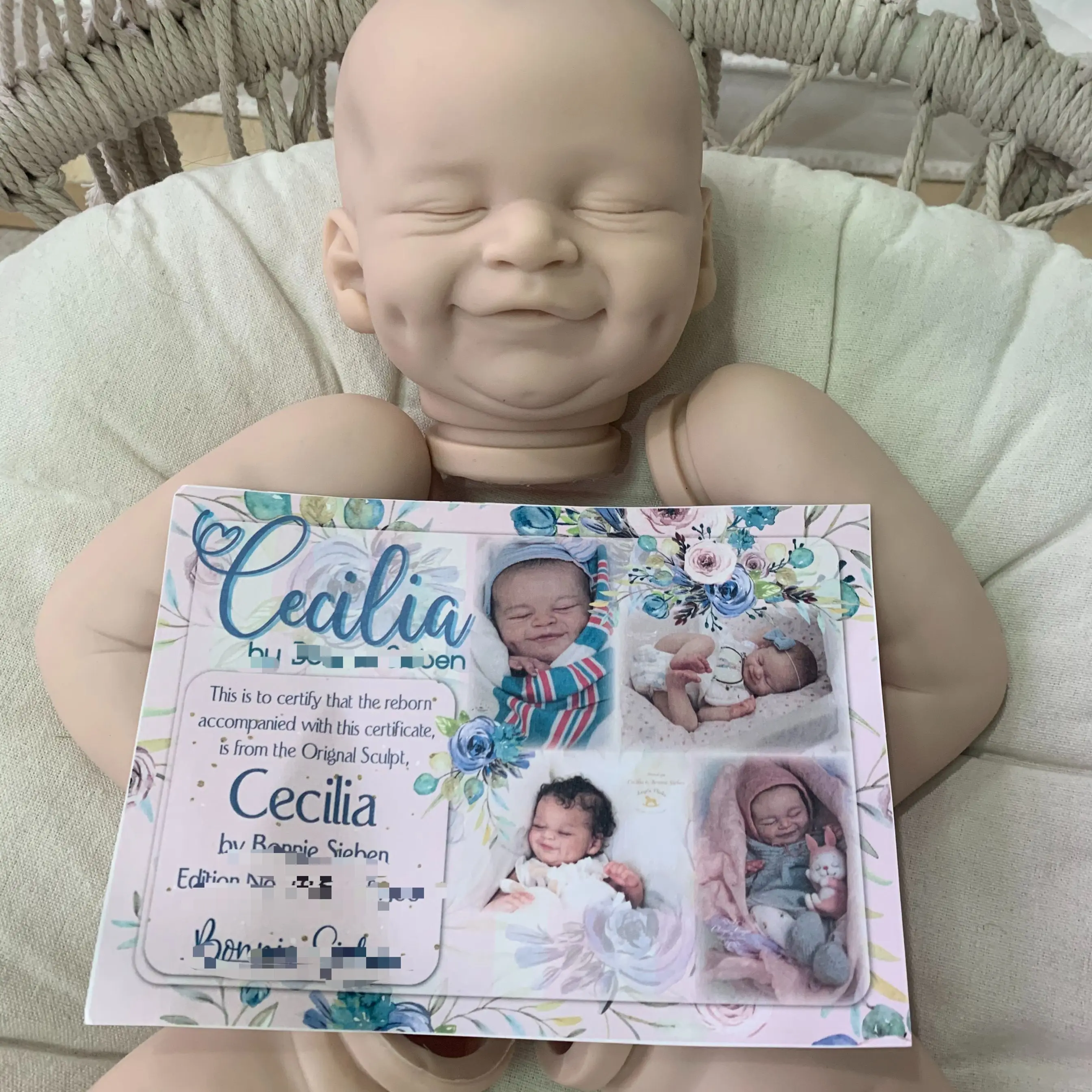 19Inch Reborn Doll Kit Cecilia Soft Fresh Color Vinyl Unfinished Doll Parts with COA Bebe Reborn Baby Dolls Toys for Children