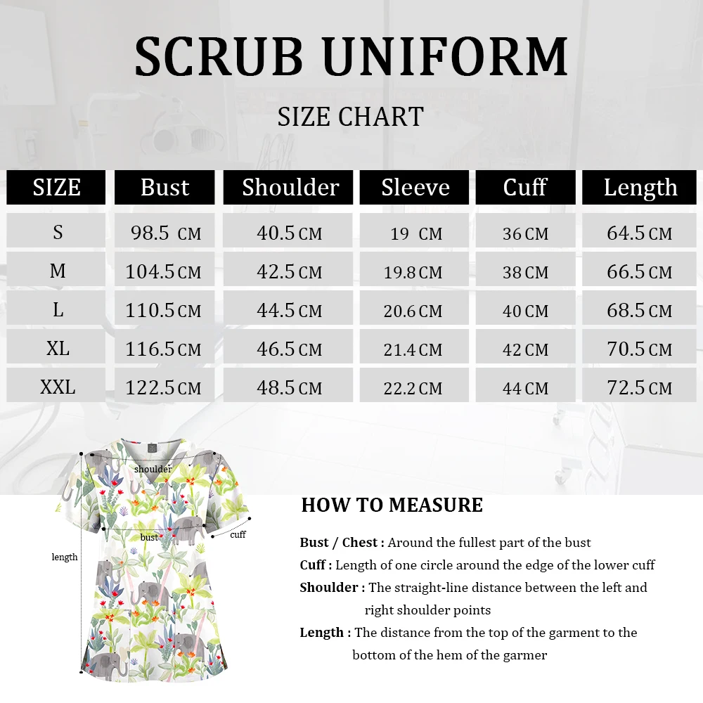 Wholesale Polyester Spandex Uniforms Beautiful Hospital Scrubs Tops Women Nurse Printed Scrub Top Healthcare Nursing Scrub Shirt