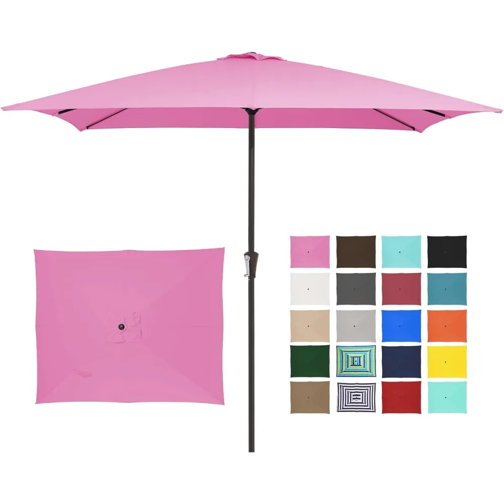 

8x10 ft Rectangular Patio Umbrellas Outdoor Table Market Umbrella w/Crank, 8 Sturdy Ribs, UV Protection Waterproof Sunproof for