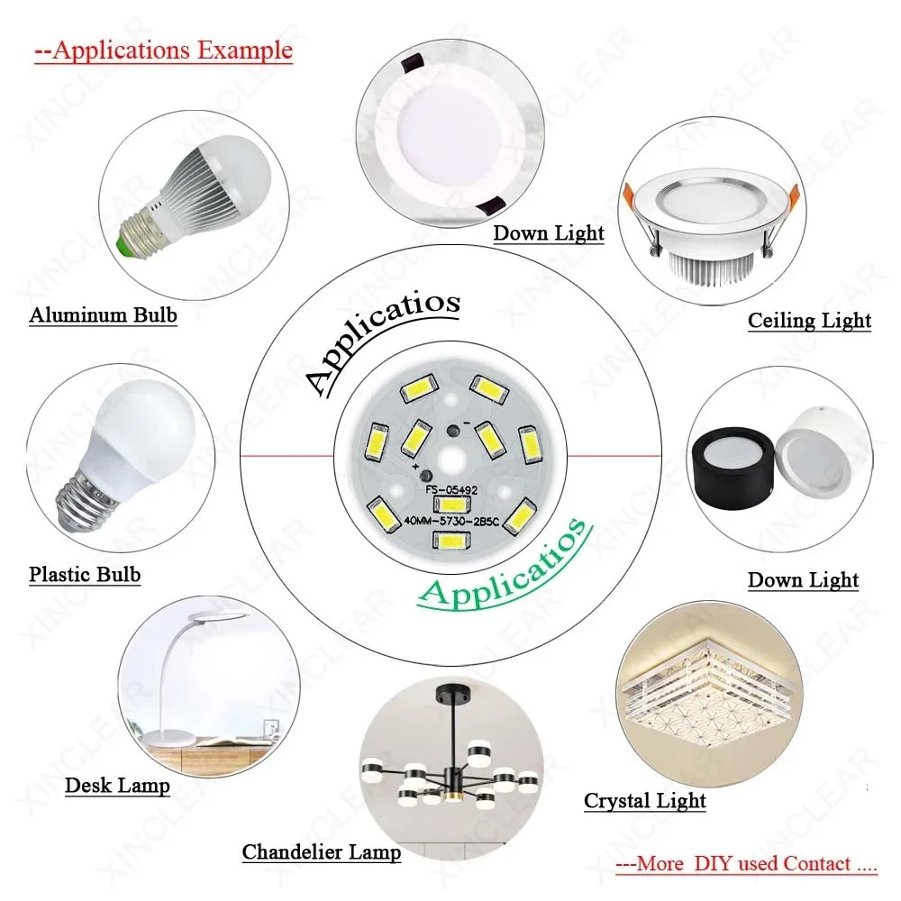 High Power LED SMD 5730 Chips 15W 45-48V Dia 85mm 100mm Bulb Lamp LED Diode Round Light Source Board For LED Downlight Spotlight