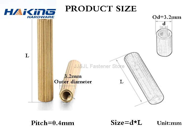 50 pz M2 * L L = 3mm a 34mm 2mm filetto ottone tondo distanziatore distanziale femmina M2 distanziale filettato in ottone