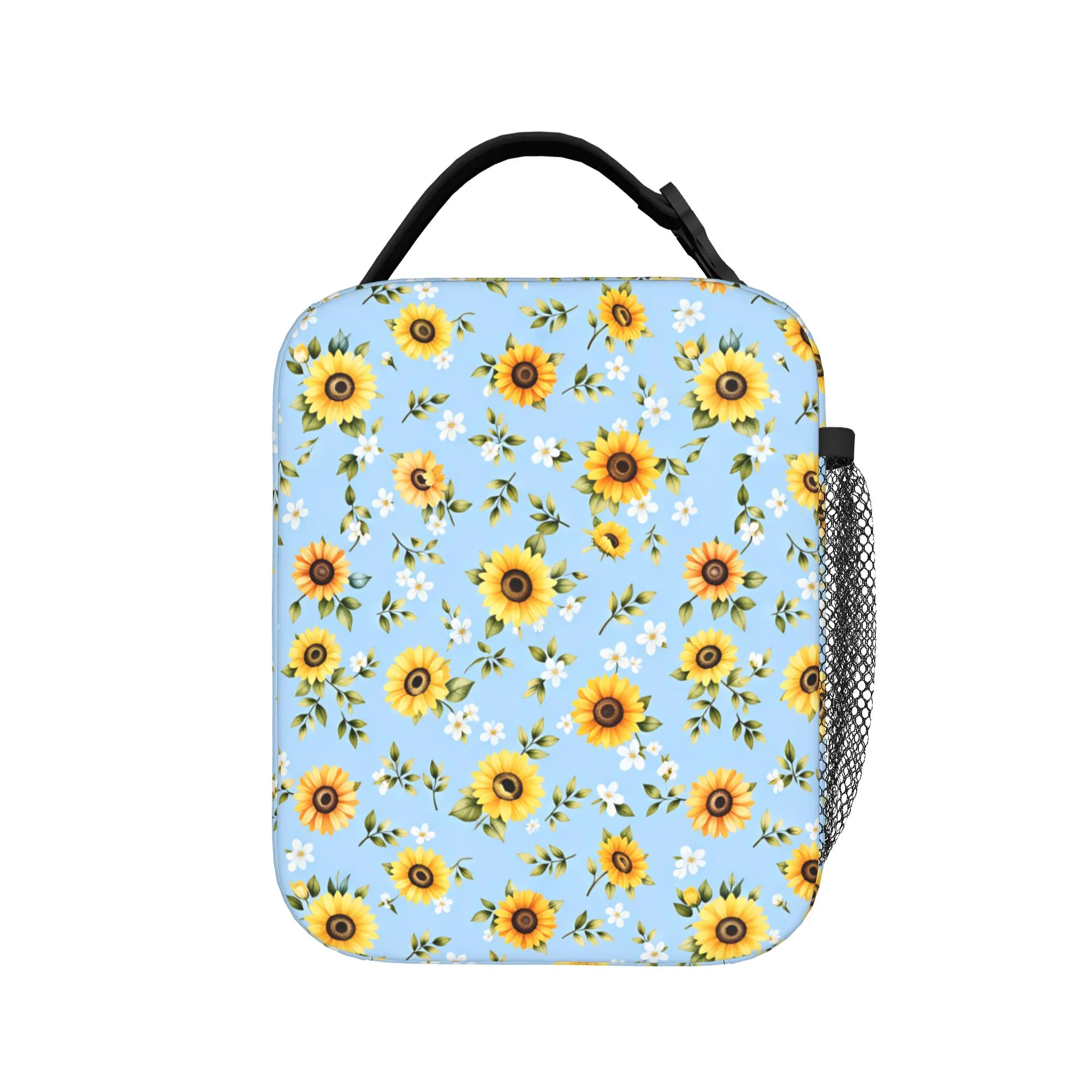 Watercolor Sunflower Meadow Lunch Bag  Retro Lunch Box For Child  Outdoor Picnic Cooler Bag Oxford Thermal Lunch Bags