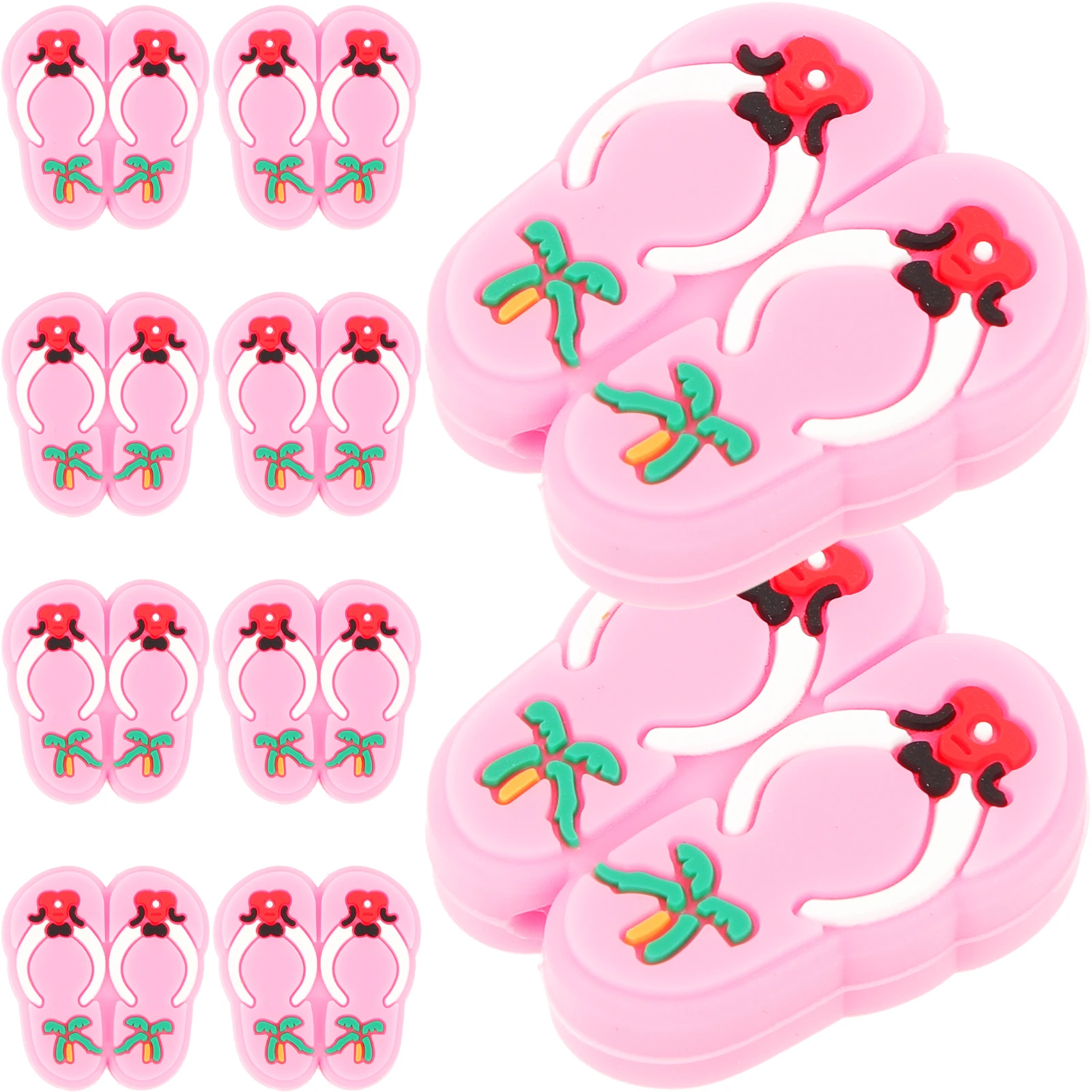 10 Pcs Pink Silicone Beads Slipper Shaped DIY Craft Loose Beads Jewelry Making Supplies Bright Color Smooth Surface
