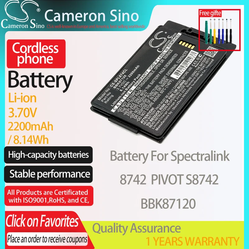 CameronSino Battery for Spectralink 8742 PIVOT S8742 fits Spectralink BBK87120 Cordless phone Battery,Landline battery 2200mAh