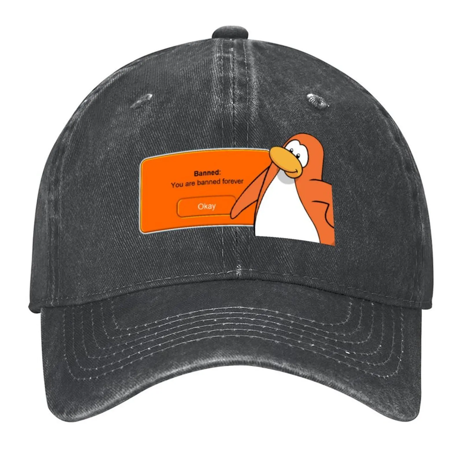 

Club Penguin You Are Banned Forever Baseball Cap Fishing cap Sunscreen birthday Hood Elegant Women's Hats Men's