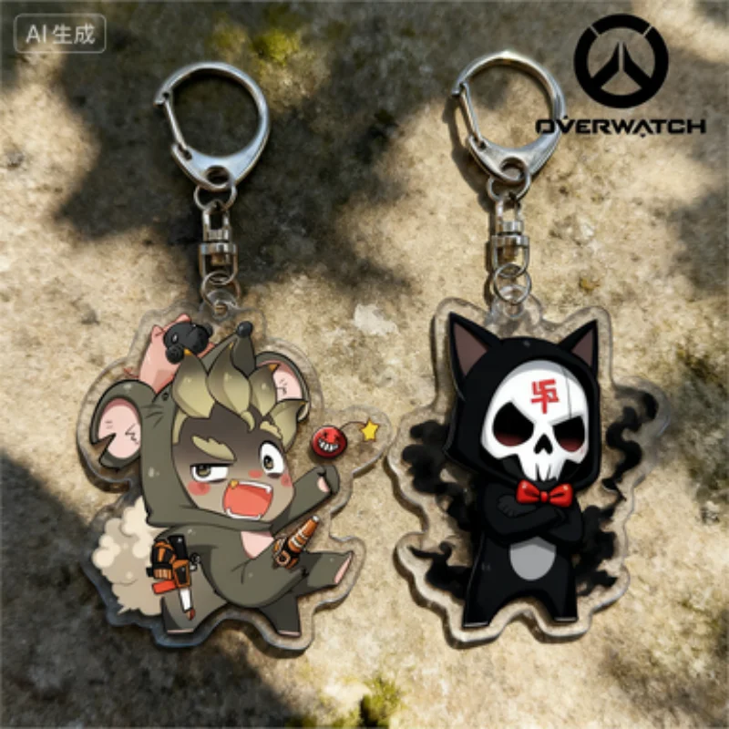

Game Overwatch Decoration Accessories Ornament Gifts cute Acrylic Keychain Backpack Hanging Keyring Pendant DVA Genji Shimada