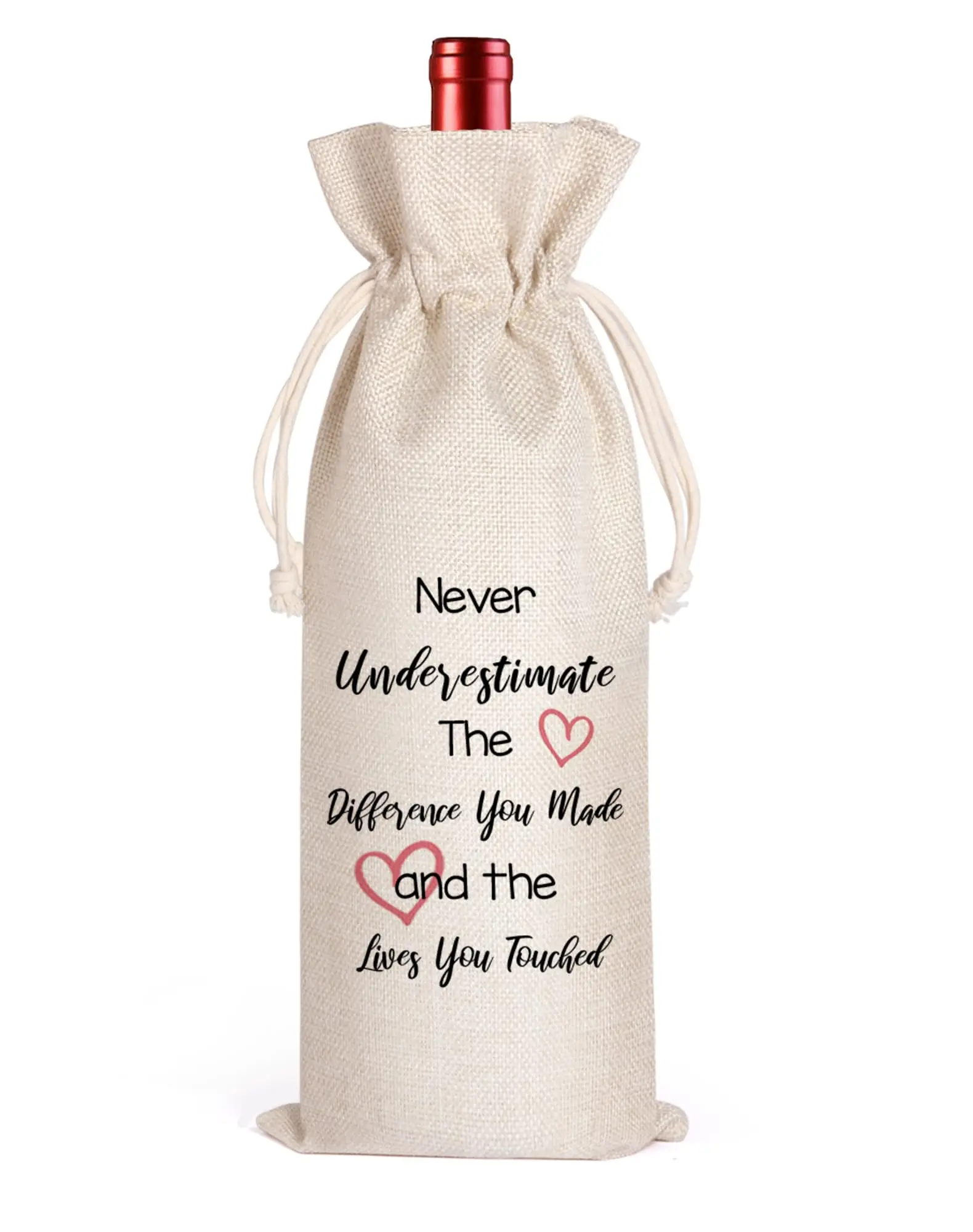 Encouragement Wine Bag Gift for Encouragement Family Party Gifts Son Daughter Friends Colleagues Superiors Reusable Linen Bags