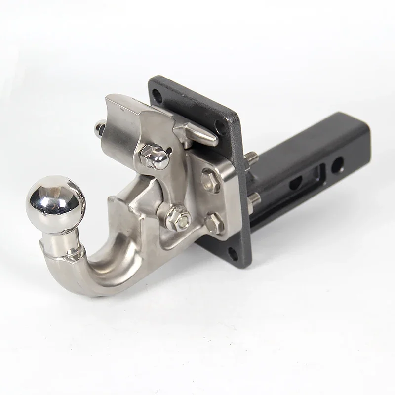 Stainless Steel Tow Hook and Heavy Duty Steel Adjust Trailer Hitch 50x50mm Connector Kit Off-road Refit Parts Car Accessories