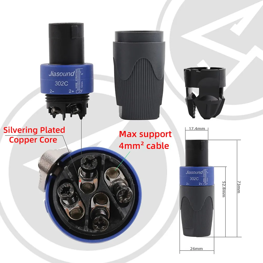 Jiasound All-copper Core High-end Four-core Professional Performance Speaker Connector 4-core Speaker Ohm Plug SpeakON