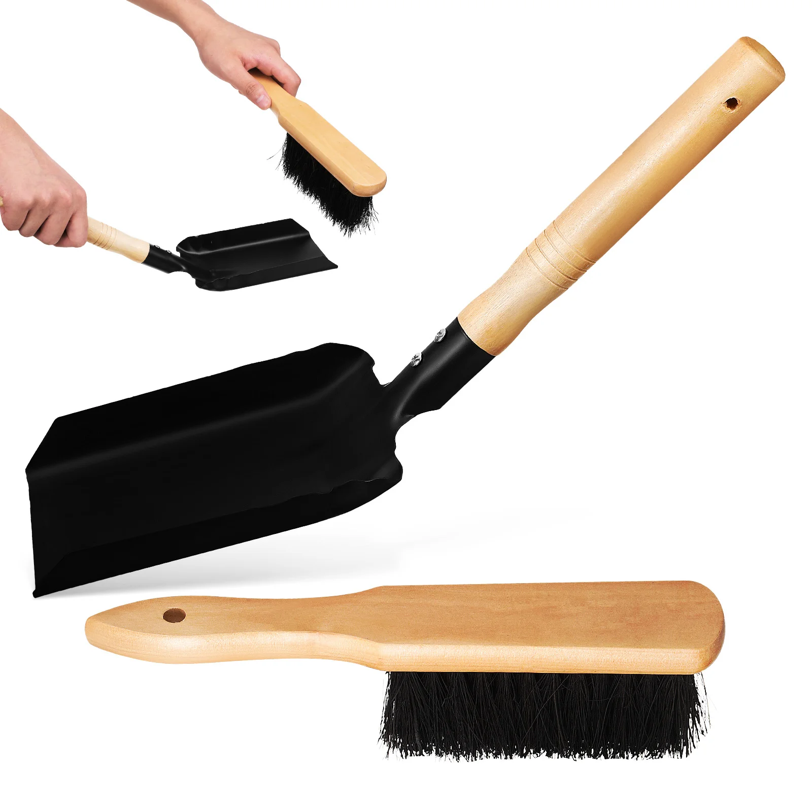 

Small Brush Set Rat Cleaning For Fireplace Stove Coals Scoop Coal-ash Wood Handle Dust Tool Scrubber Work