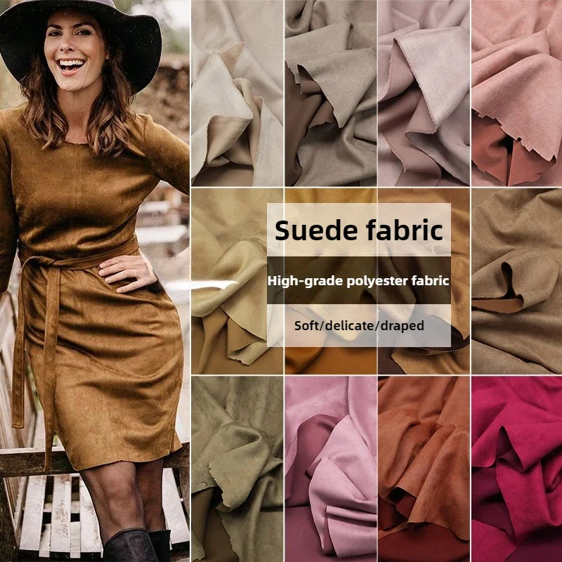 

Brushed Artificial Suede Fabric By The Meter Coats Dresses Shoes Sewing Thickend Plain High-grade Polyester Textile Soft Drape