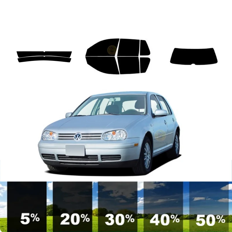 Película de tinte de ventana extraíble precortada para coche 100% UVR 5%-70% VLT carbono de aislamiento térmico ﻿ Para VOLKSWAGEN GOLF 4 DR HATCH 2000-2006