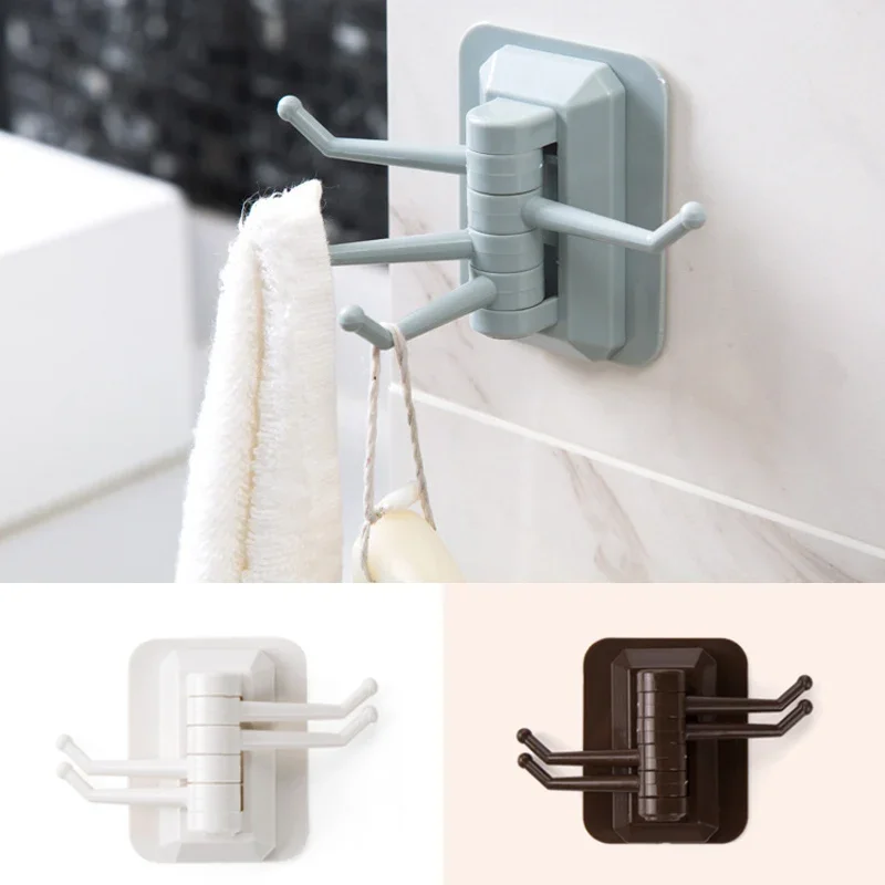 Rotatable Bath Room Storage Holders Racks Strong Adhesive Wash Cloth Clip Home Improvement Kitchen Supplies Storage Towel Rack