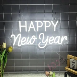 Happy New Year Neon Lights New Year Decoration 2025 Party Home Decoration Bedroom Festive Neon Led Sign Wall Decor Wedding