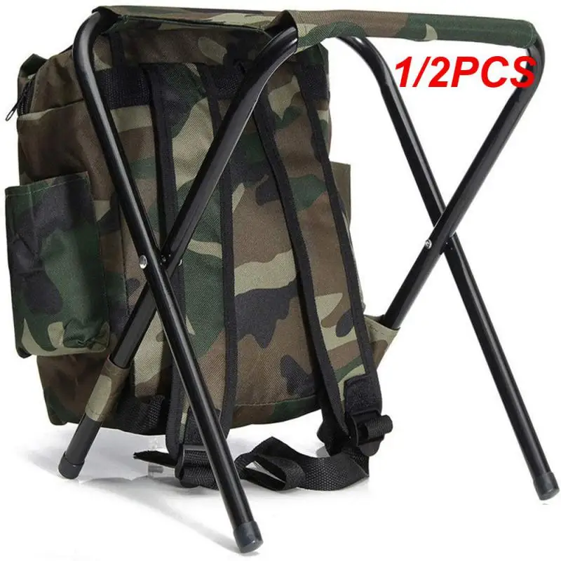 1/2PCS Outdoor Folding Camping Fishing Chair Sturdy Comfortable Stool Portable Backpack Seat Bag Economy Fishing Chair Hiking