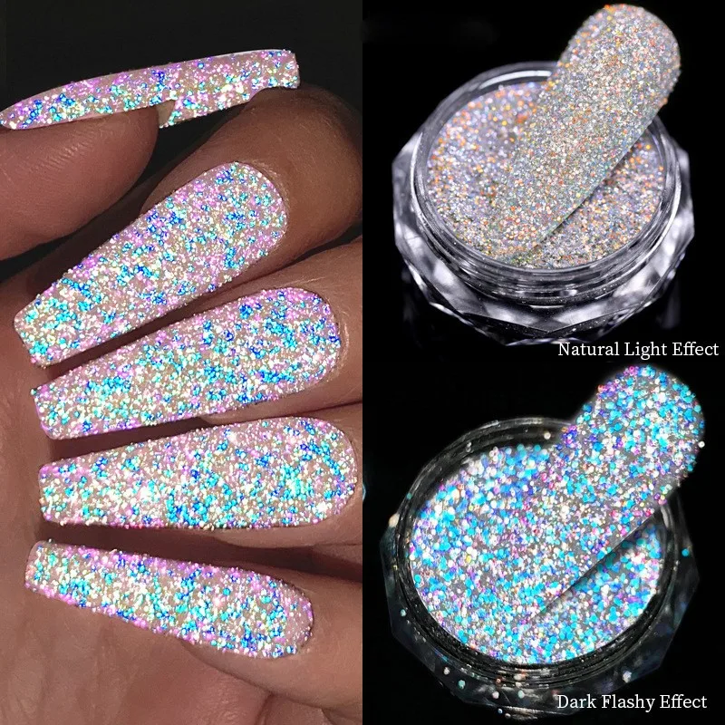 

Reflective Nail Art Powder Glitter Shinning Crystal Rhinestones Glitter Nail Sequins Chrome Pigment UV Gel Polish DIY Decoration