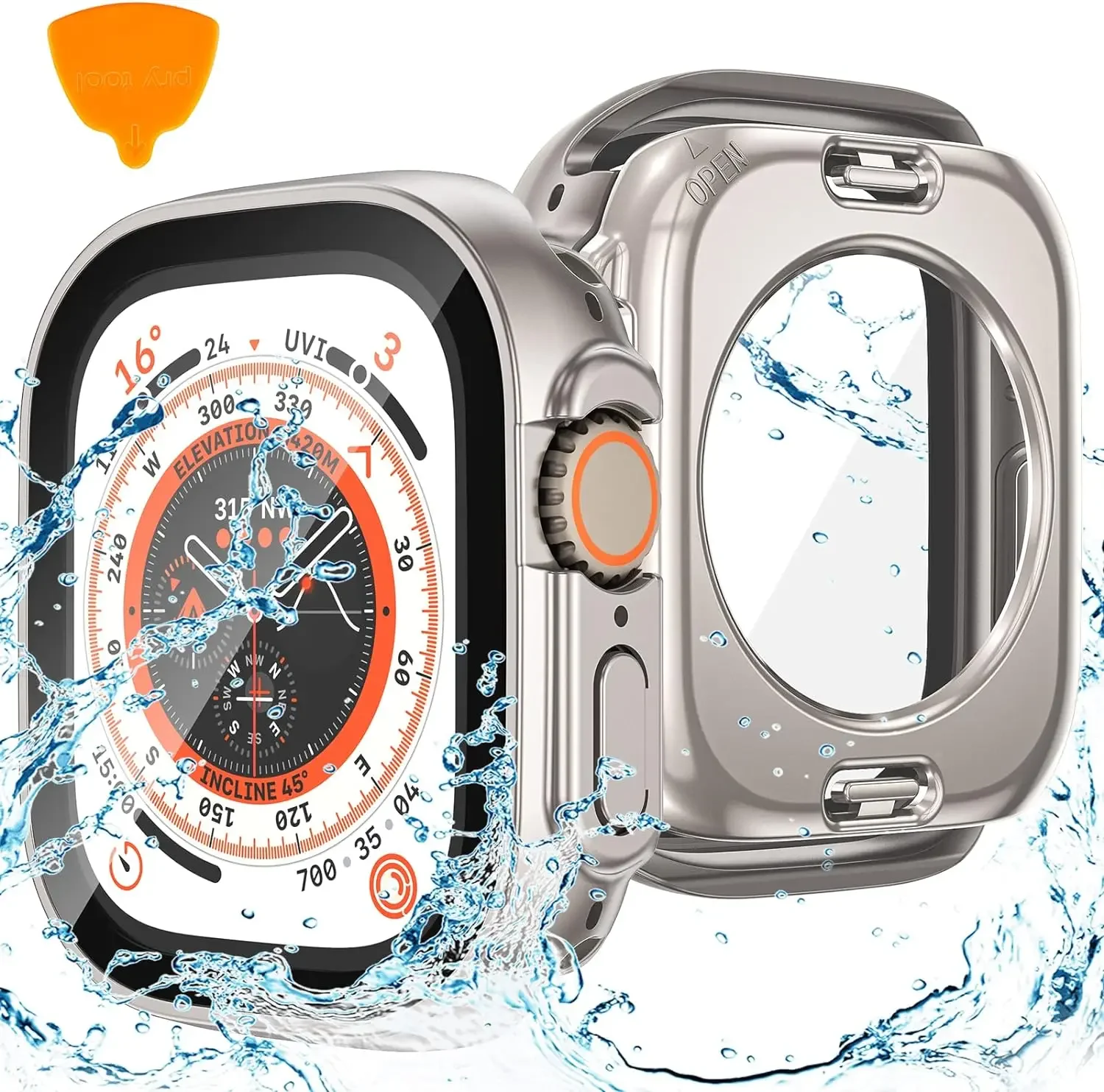 2 in 1 Waterproof Case For Apple Watch 8 7 45mm 44mm 41mm 40mm Screen Protector PC Front Back Cover iWatch 6 5 4 SE Accessories