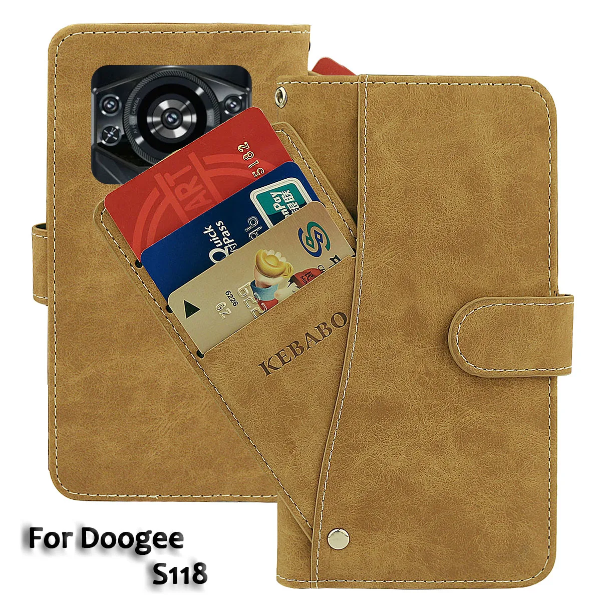 Vintage Leather Wallet Doogee S118 S Punk Pro Case Flip Luxury Card Slots Slip-resistant Cover Phone Protective Cases Bags