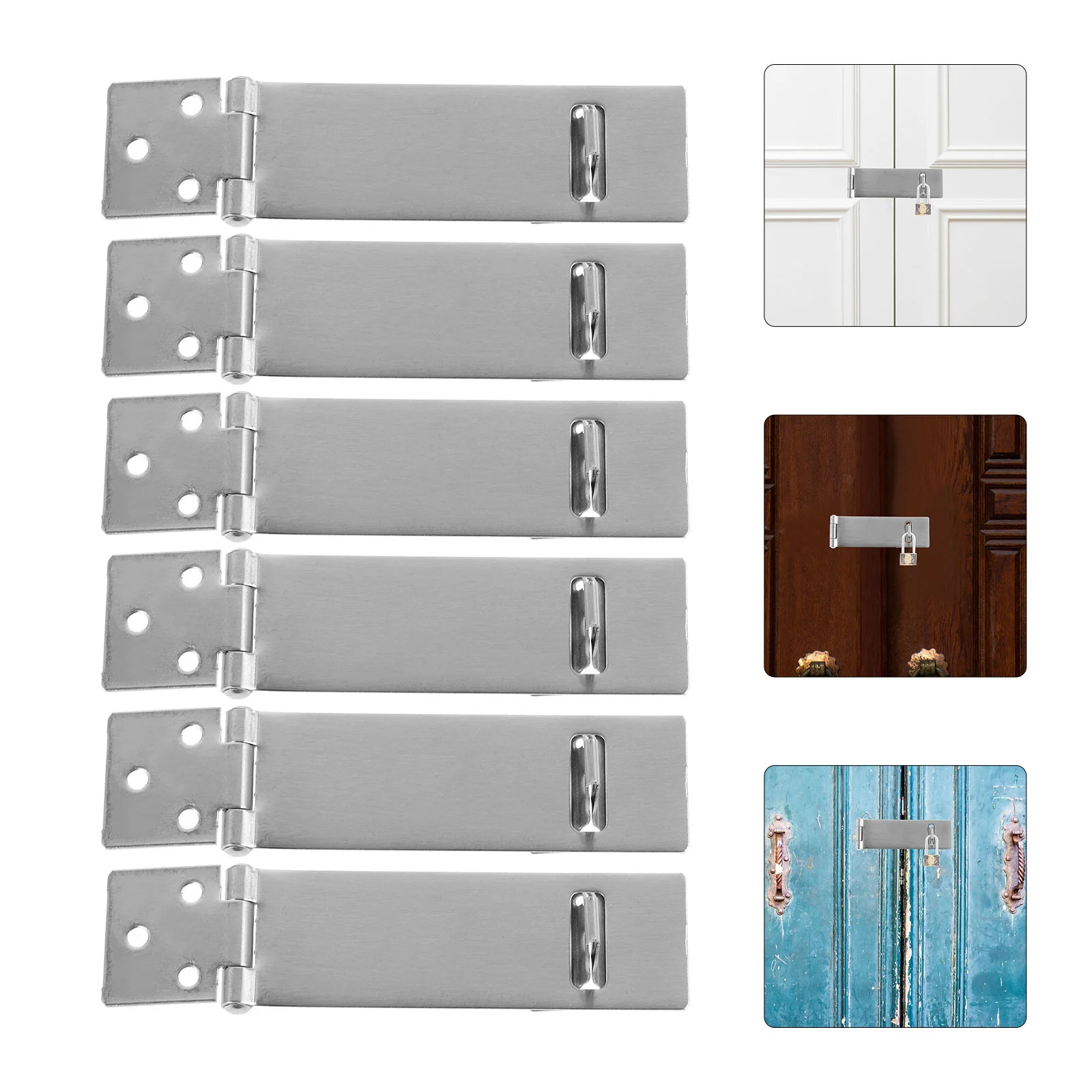 

6Sets Stainless Steel Door Hasp Lock Latch Safety Clasp for Home Office Shop Outdoor Padlock Hardware Lock Hasp
