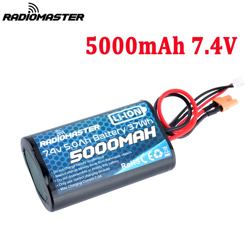 RadioMaster 2S 7.4V 5000mah 37wh Li-Ion Battery TX16S TRemote Control Transmitter JST-XH and XT30 Plug Large Endurance