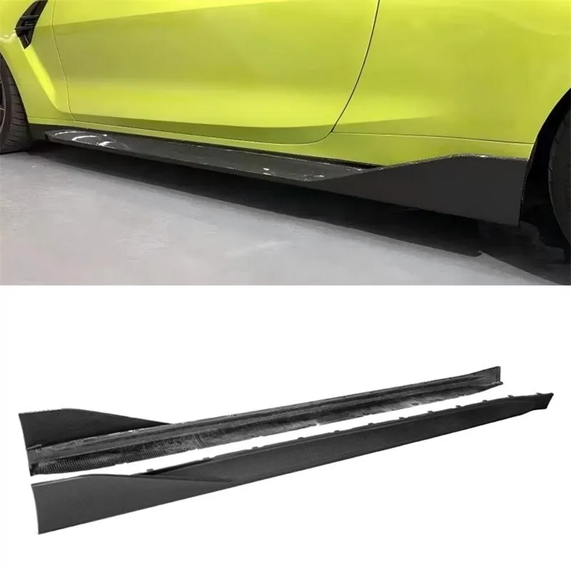

For BMW M3 M4 G80 G82 19+ ReaI Dry Carbon Fiber Side Skirts Extensions Lips Spoiler Car Accessories Body Kit
