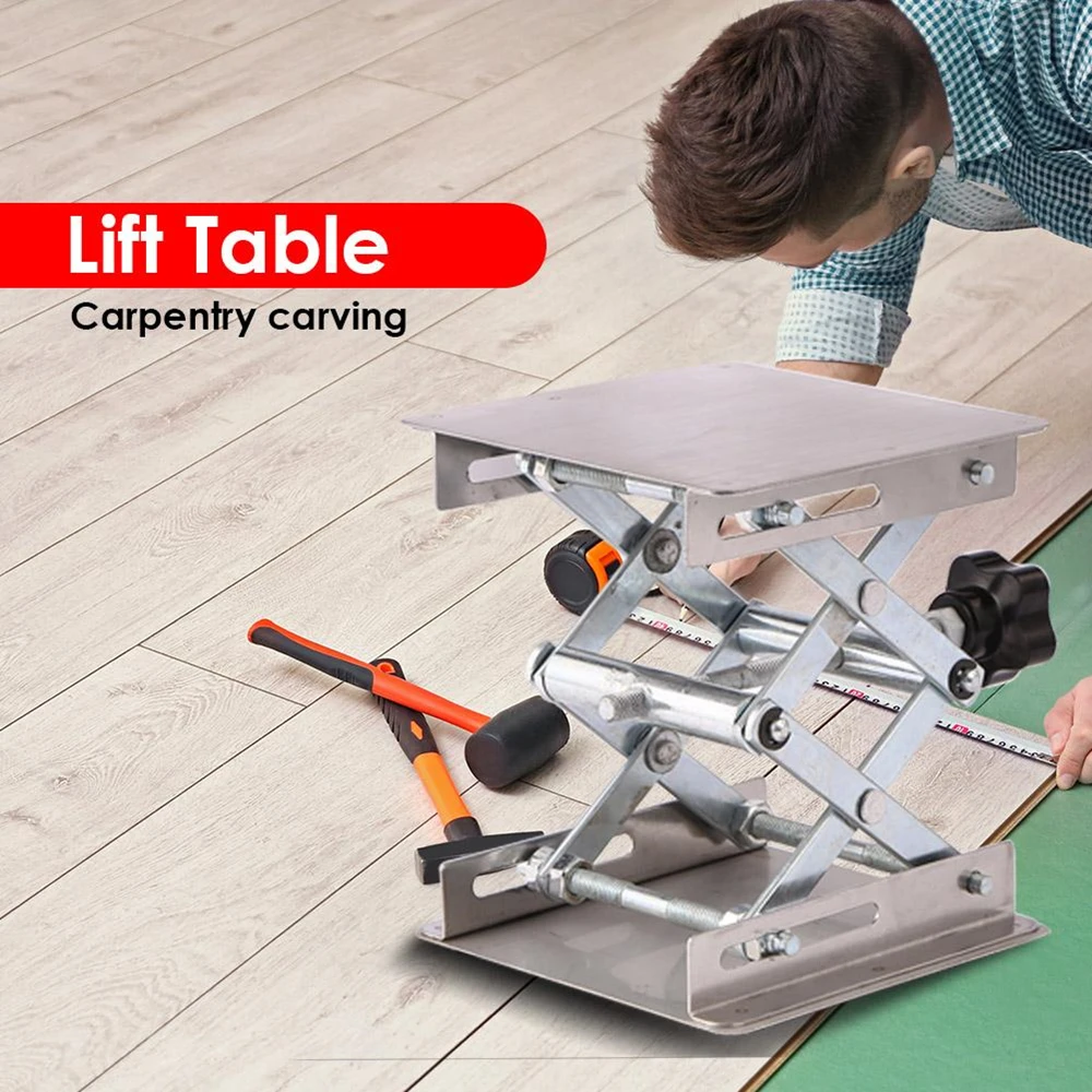 Aluminum Lifter Plate Table 100 Woodworking Machinery Engraving Laboratory Lifting Stand Manual Lift Platform Carpentry Tools