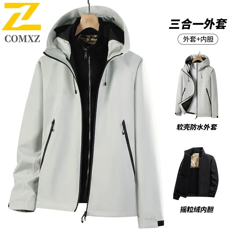 

COMXZ Мужская стеганая куртка Удобная уличная легкая теплая куртка для кемпинга Роскошная зимняя одежда с капюшоном для кемпинга и защиты от холода