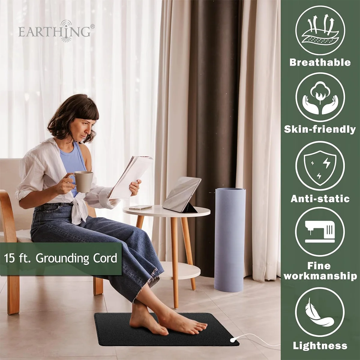 Grounding Mat Conductive Grounding Pad, Universal Grounding Mat Computer Mat, Sleep Mat, Pet,Soft & Cozy 40*60cm(15.7