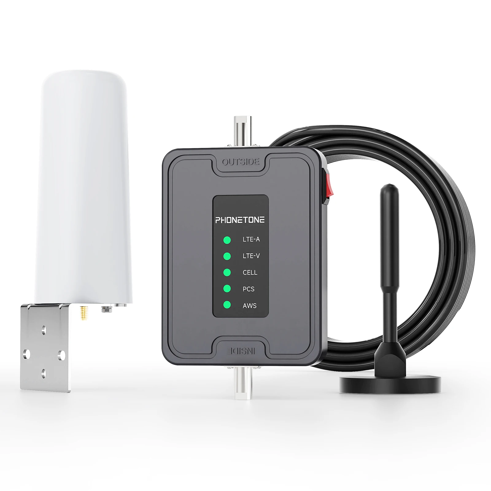 Phonetone Vehicle Cell Phone Booster - Boosts 5G/4G LTE Signal on Band 2/4/5/12/13/17, FCC Approved