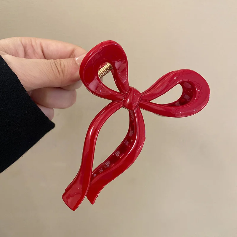 مخالب شعر أكريليك حمراء للنساء ، مجوفة ، مقوسة ، متقاطعة ، هندسية ، رأس خلفي ، مخلب قرش ، مشبك عتيق ، إكسسوارات #5