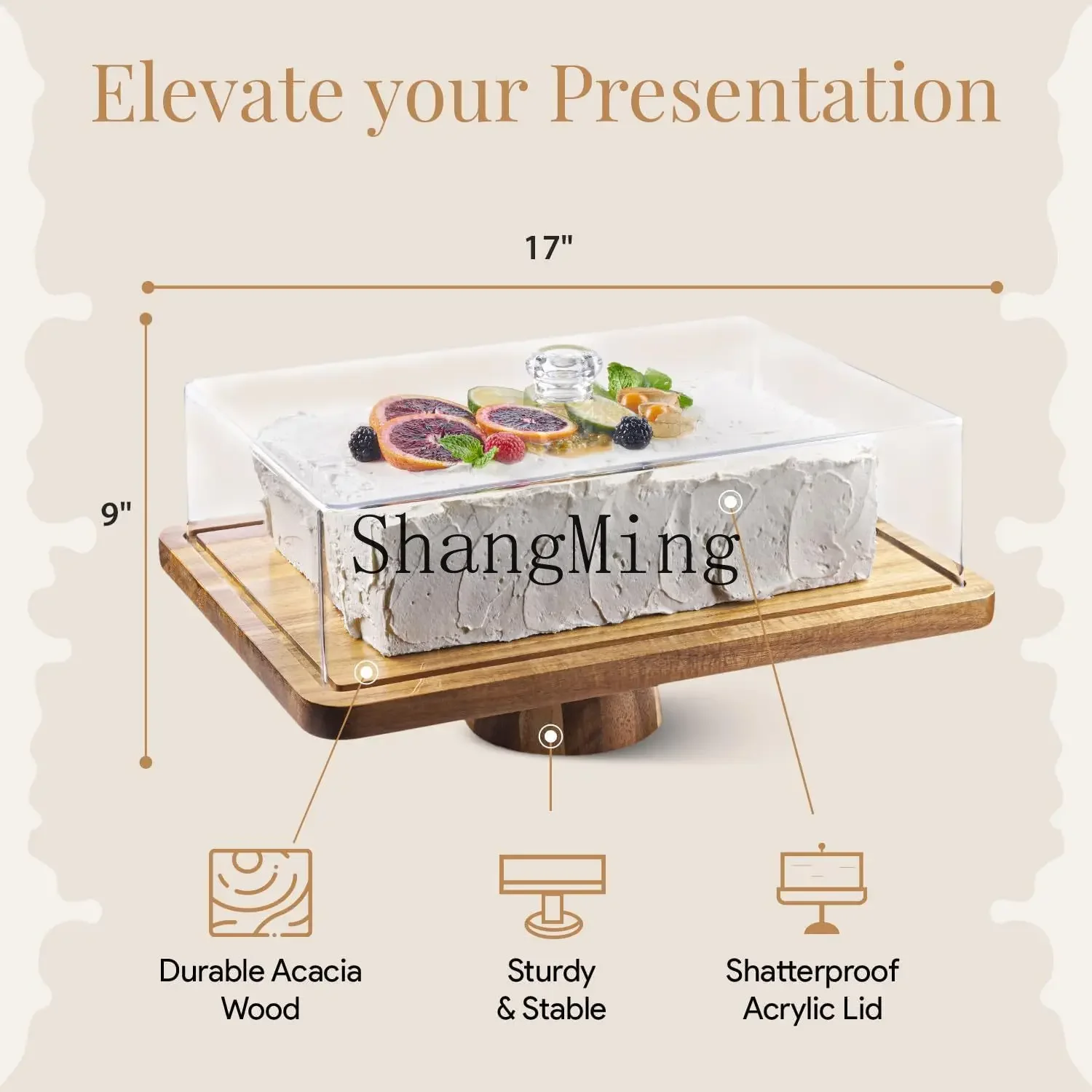 

CL cake stand wooden dining table display stand dessert tray high food plate table decoration solid wood snack plate