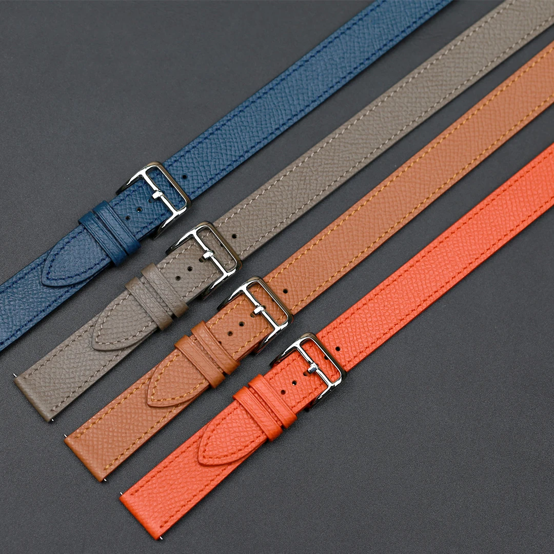 PESNO Suitable for Hermes HEURE HW036801 Wrist Genuine Calf Skin Leather Double Tour Watch Bands Lady Fashion Straps with Buckle