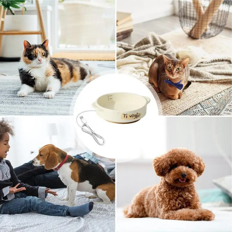 Dog Heated Water Bowl Outdoor Ceramics Heating Bowl For Dog Constant Temperature Pet Heating Feeding Drinking Bowls For Chickens