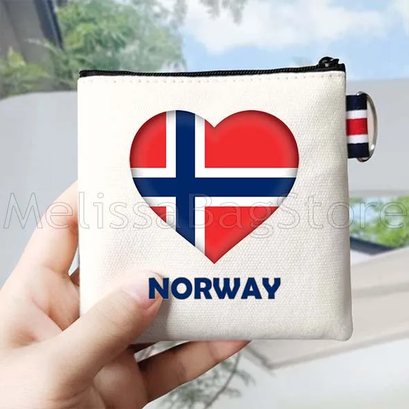 Maldives Norway Iceland South Korea Spain Sweden Heart Flag Canvas Coin Purse Key Storage Lipstick Travel Bag Cute Wallet Pouch