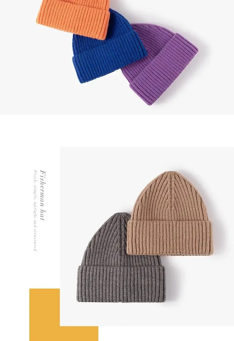 Grob gestrickte Beanie-Mütze für Männer und Frauen, dicke, warme, weiche, dehnbare Wintermütze aus Wolle und Acryl für Mädchen. – Detail 14
