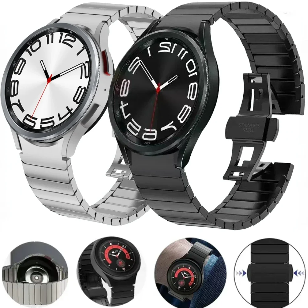 

Металлический ремешок для Samsung Galaxy Watch 7/6/5/4 44 мм 40 мм/6 Classic 47 43 мм/5pro 45 мм браслет-ремешок для Galaxy Watch 4 Classic