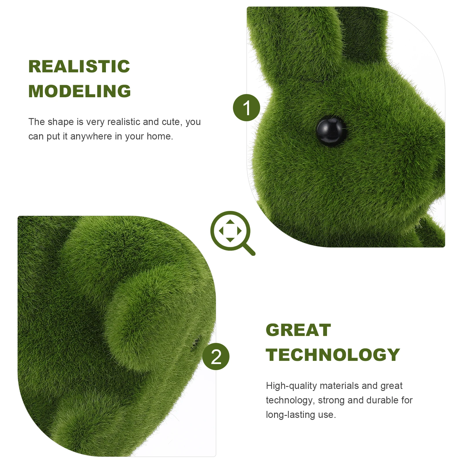 

Simulated Rabbit nament 19cm High 11cm Wide Flocked Foam Bunny Easter Decor Statue for Party Wedding Scene